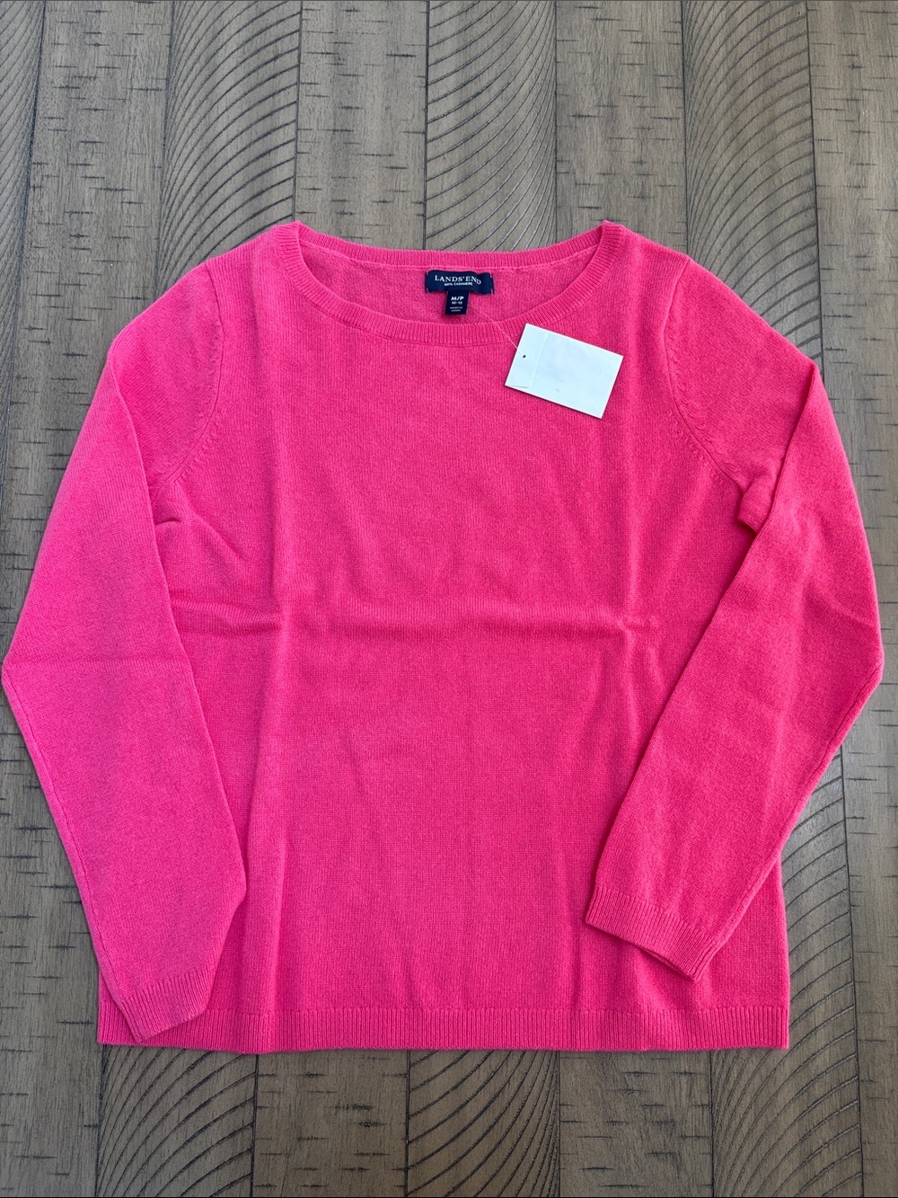 Lands' End Women's Scoop Crewneck Sweater - Bright Pink